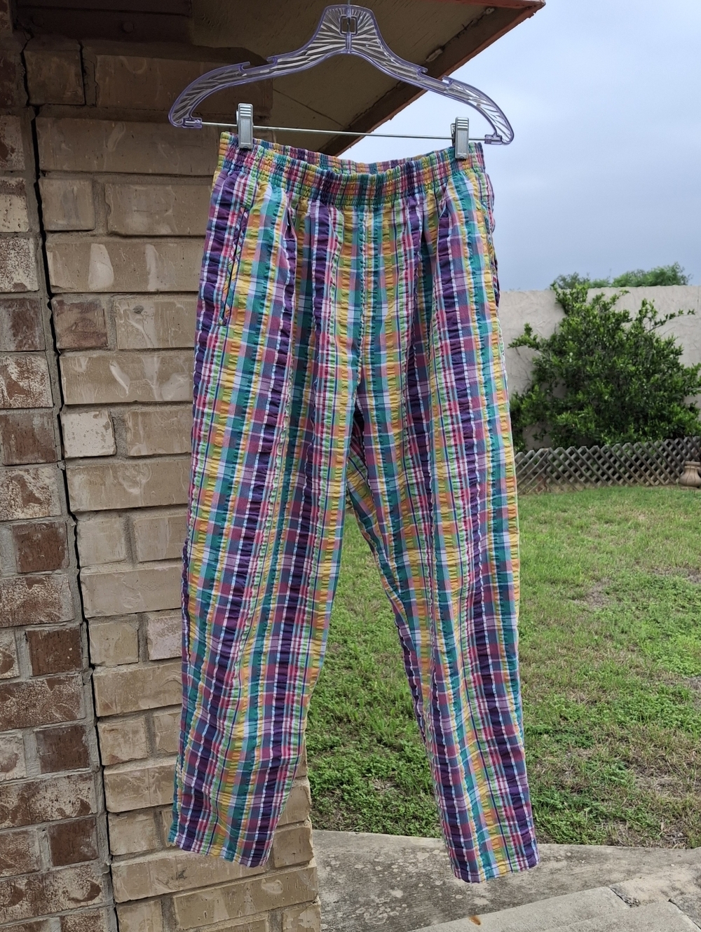 Napa Valley Colorful Plaid Comfort Waist Pull-On Cotton Pants Woman Size Medium - Picture 7 of 16